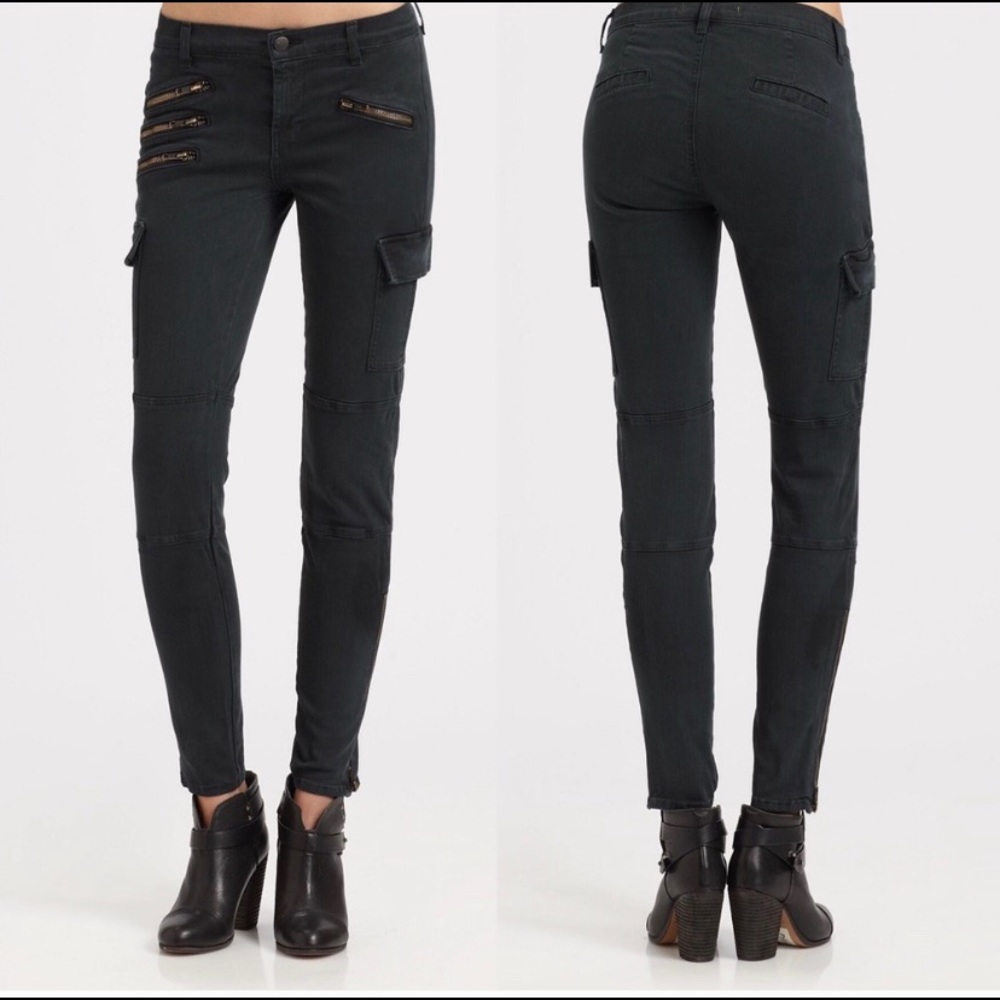 NWOT Black Coated Moto pants